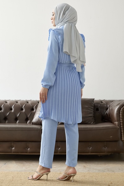 InStyle Комплект з плісированим коміром - Блакитний