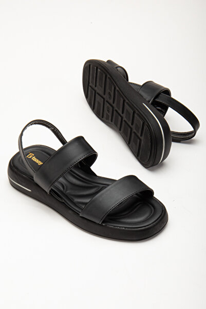 Tonny Black Women's Black Skin Comfortable Fit Poly Sole Double Strap Sandals