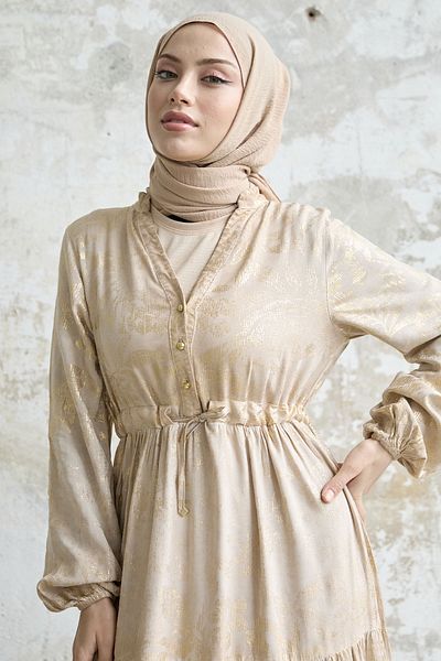 InStyle Rochie Auriu Floral Aurit - Bej