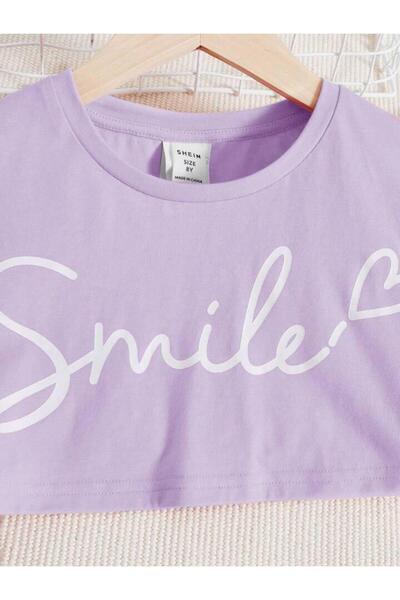 Machetta Children's Smile Printed Crop T-shirt Strap Crop and Shorts Top and Bottom Set