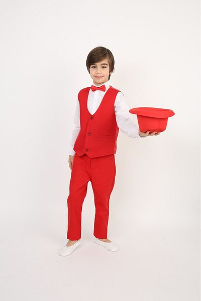 Haba Boys' Suit Hat Vest Shirt Pantalon Bowtie Costume Show Outfit