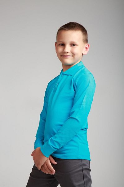Haba Tricou cu mânecă lungă pentru școală cu gât polo