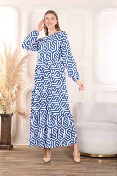 mervemoda Rochie de vară împletită cu mânecă lungă pentru femei