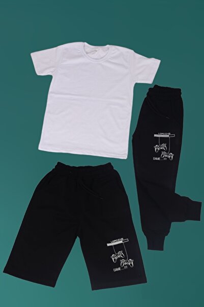 çiko kids Απλό Basic βαμβακερό μπλουζάκι και φόρμα φόρμας Loading Game με στά...