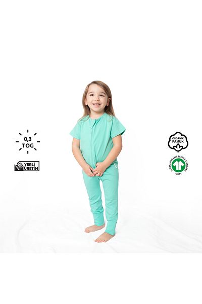 Zuppers كيس نوم صيفي للأطفال باللون الأخضر النيل - كم قصير، 0.3 TOG