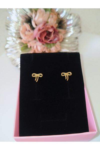 MİRAKSESUAR Minimal Steel Kupe with Gold Bow Figure
