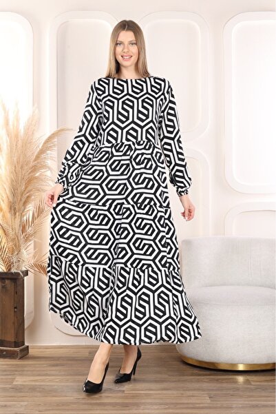 mervemoda Γυναικείο μακρυμάνικο υφαντό καλοκαιρινό φόρεμα