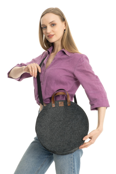 dilekolay حقيبة كتف كبيرة بمقبض جلدي - دائرية - 32 × 8 سم