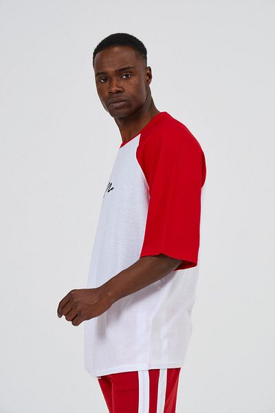 C&C OKULCUNUZ Tricou cu mânecă raglan imprimat cu scris de mână pentru bărbați