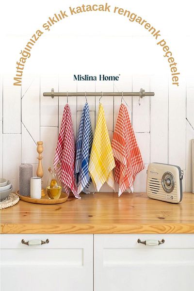 Mislina Home Șervețele de serviciu germane din 5 bucăți Blue Gingham - prosop de bucătărie și pânză de prânz 47x67cm