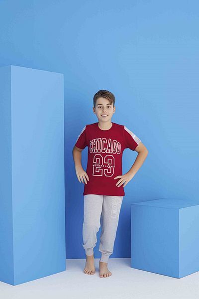 Tarık Boy's Cotton Short Sleeve Pajama Set