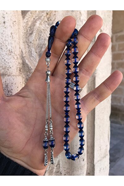 Sultan Telkari Mavi Sürmeli Model Beyzi Kesim Toz Kehribar Tesbih