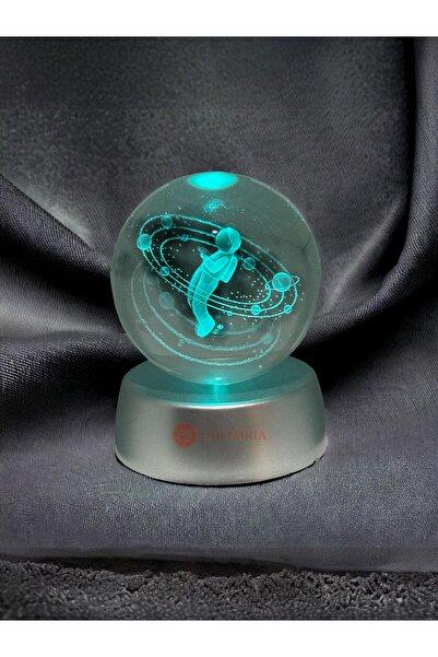 Lapidaria Astronot ve Gezegen Temalı Renk Değiştiren Kristal Işıklı 3d Led Iş...