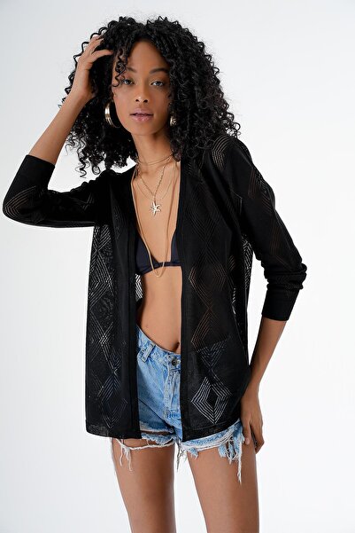 CHUBA Woman's Seasonal Slit Knit Cardigan Black 24S156