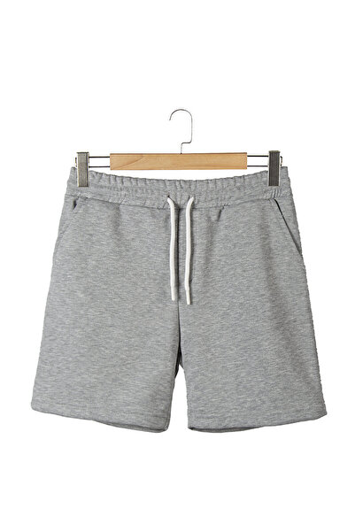 ADEGO Erkek Kırçıllı Gri Basic Regular Fit Şort & Bermuda