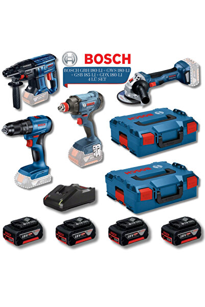 Genel Markalar Bosch GBH 180-LI + GWS 180-LI + GSB 185-LI + GDX 180-LI 4 lü Set