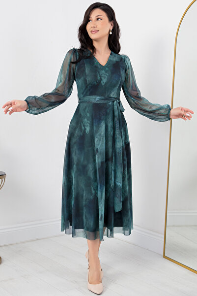 PULLIMM AP-123 Φόρεμα από τούλι με λαιμόκοψη με λαιμόκοψη