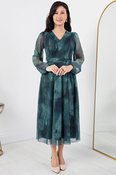 PULLIMM AP-123 Φόρεμα από τούλι με λαιμόκοψη με λαιμόκοψη