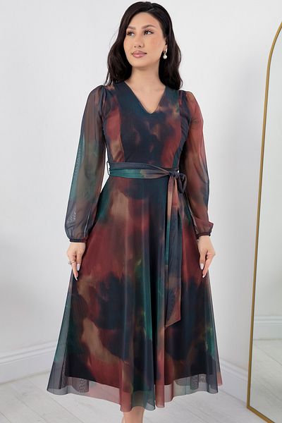 PULLIMM AP-123 Rochie din tul cu decolteu în V