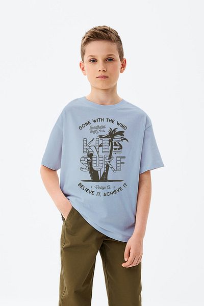 MYADA Tricou cu palmier imprimat Kite Surf pentru baieti