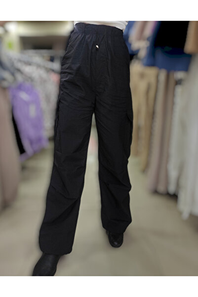 Sublime Butik Pantaloni de parașuta unisex cu buzunar cargo negri