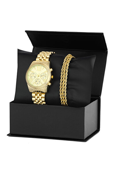 Forentina Gold  Kol Saati 3Lü Zincir Bileklik Kombin Set PS3504