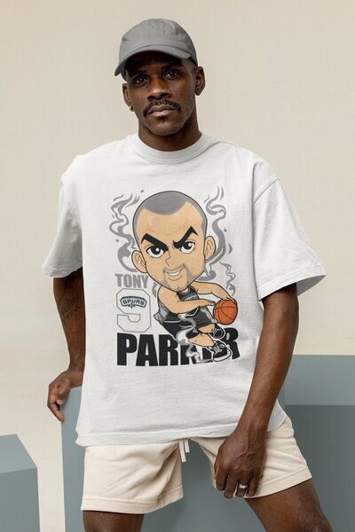 Fuddy Moda Unisex majica sa temom košarke Tony Parker Štampano T-shirt