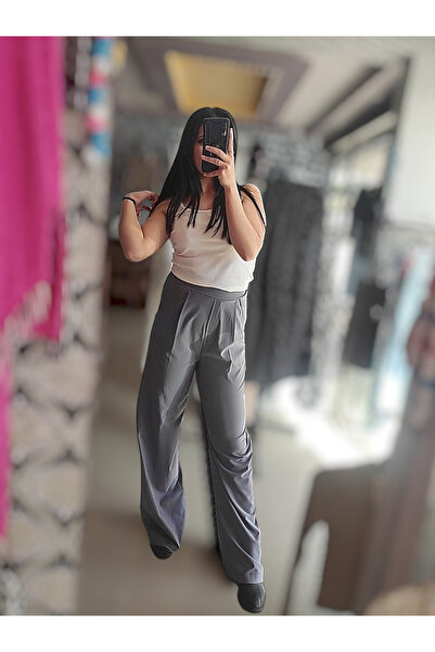 Sublime Butik Pantaloni de sezon Palazzo cu picioare largi, gri deschis, cu t...