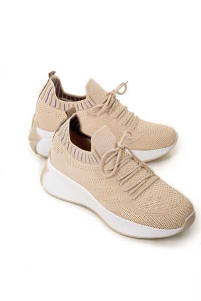 Eray Kadın lastikli comfort taban yazlık triko spor sneaker ayakkabı