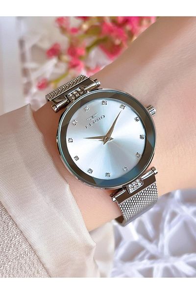 FERRO Silver Straw Cord Colorfast 30 Meters Water Resistant Special Design Women's Wristwatch 21297