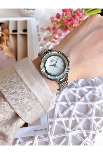 FERRO Silver Straw Cord Colorfast 30 Meters Water Resistant Special Design Women's Wristwatch 21205