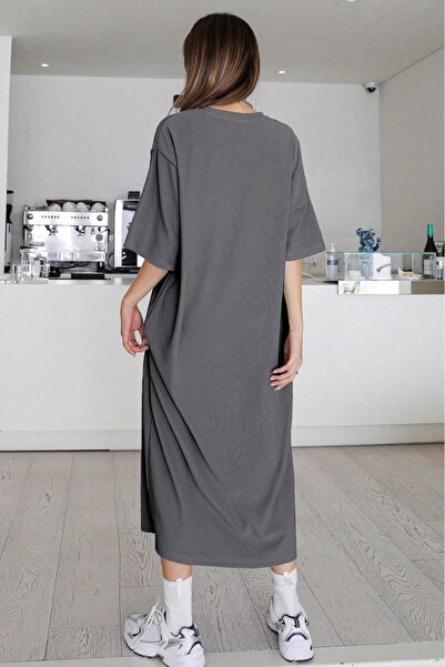 MODAGEN Women's Crew Neck Long Straight Dress