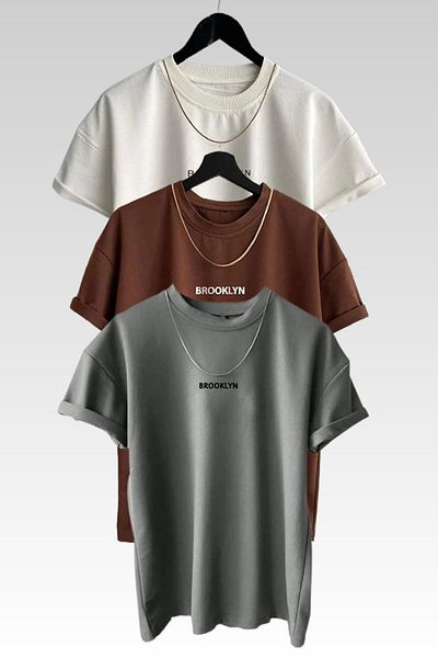 MOONBULL Μπλουζάκι 3 τεμαχίων Brooklyn Printed Oversize