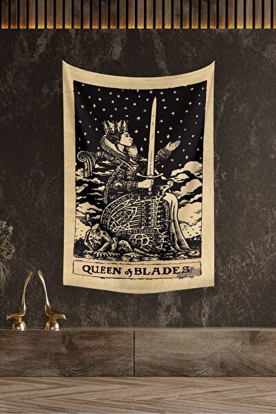 KanvasSepeti Kraljica Oštrica Tarot Karta - Uljana Slika Teksturirano Zidna T...