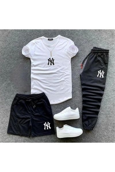 LİNNA WEAR Smeđi set kratkih hlača i majice sa printom Brooklyn, ružičaste boje