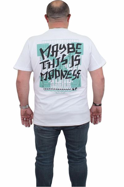 MocGrande Men's Large Size T-Shirt - Crew Neck, Maybe 24128 WHITE