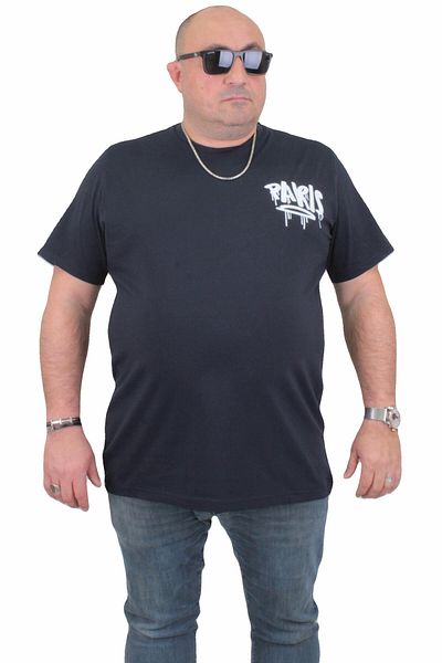 MocGrande Ανδρικό μπλουζάκι μεγάλου μεγέθους Navy Blue με λαιμόκοψη - Paris 24129