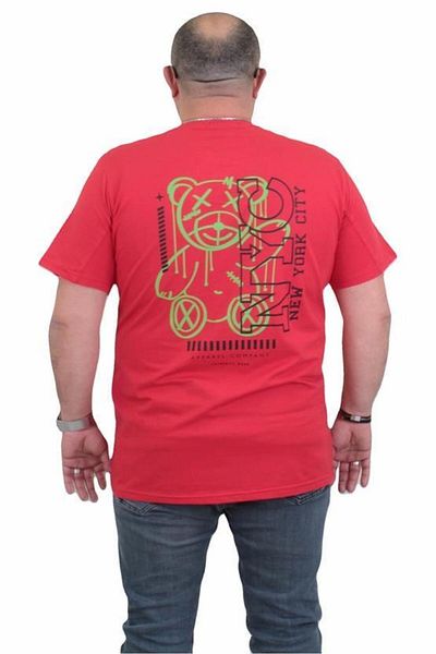 Starbattal Men's Large Size Crew Neck T-Shirt NYC 24133 RED