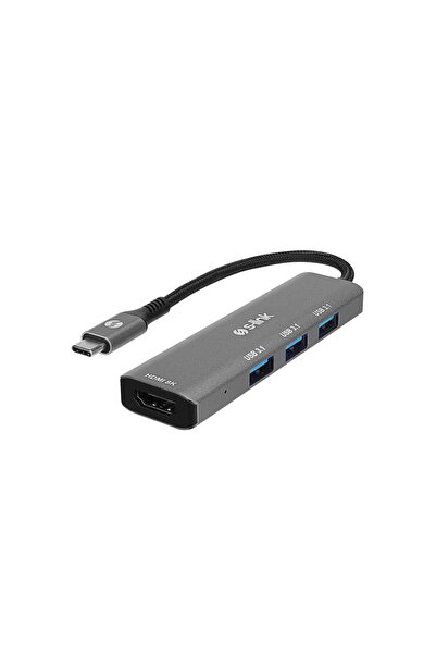 S-LINK SWV-USBC033 Gri Metal Type-C to 3*USB 3.0 HDMI 8K Adaptör