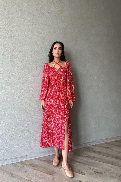 Seda Yalçın Atelier Red Halter Floral Dress