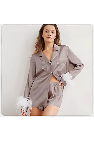 Erotixen 2 Parça Kadın Saten Pijama Takımı Fantezi Kostüm Fantezi Giyim Gecelik