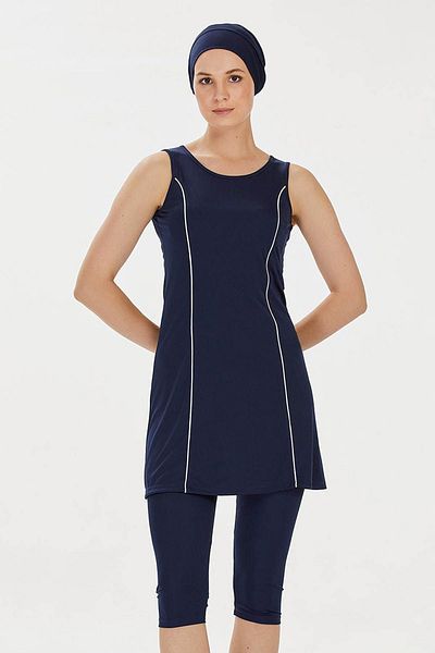 REMSA Ημι-κλειστό μαγιό μηδενικού μανίκι Marga 9098 Dark Navy