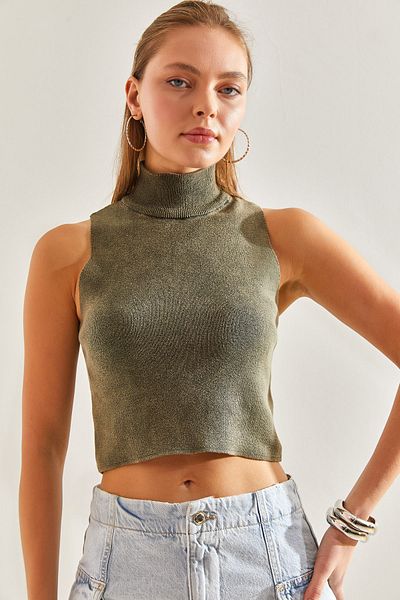 Bianco Lucci Knitwear Crop Γυναικεία Μπλούζα -20246055