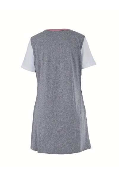 Benisengiydir Women's Three Color Gray Pink Crew Neck Dress