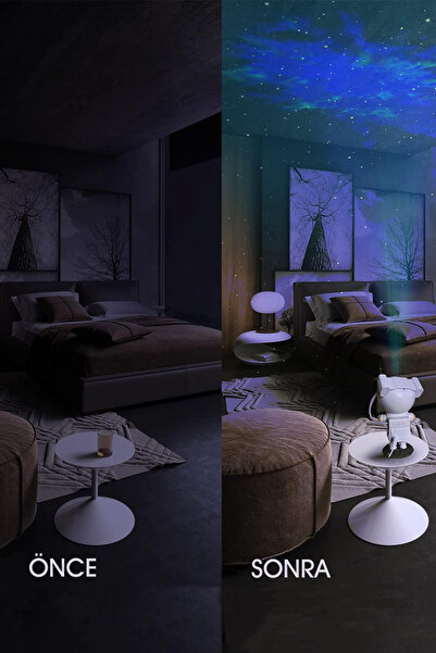 Factorial Yıldızlı Gece Lambası Duvar Tavan Astronot Galaksi Gökyüzü Kumandalı Lamba