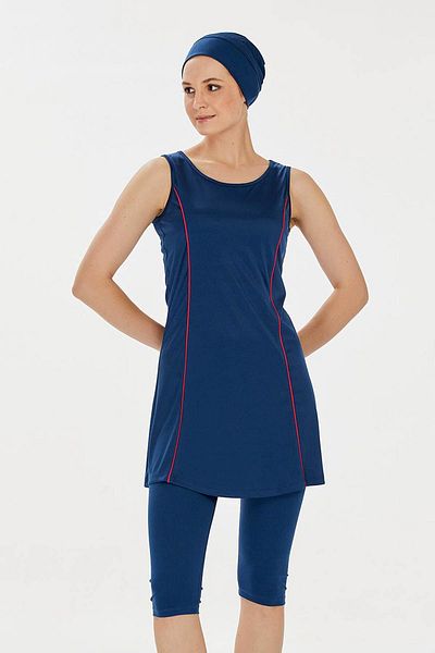 REMSA Zero Sleeve Semi Covered Swimsuit Marga 9098 Light Navy