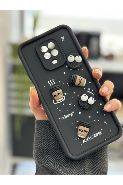 Go Aksesuar Xiaomi Redmi Note 9s - حافظة سيليكون متوافقة مع Redmi Note 9 Pro بتصميم كوكي أسود مع لعبة