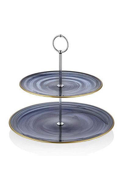 Cemile Black Gold Rim 2 Layer Cookie Holder 1pc-385pms