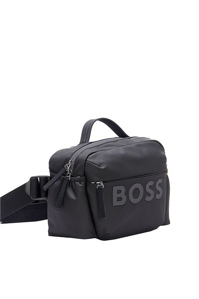 BOSS Men's Zippered Strap Black Handbag with Logo Detail50516894-001