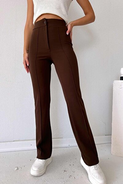 lady special Γυναικείο παντελόνι Lycra Palazzo με ρίγες μπροστά